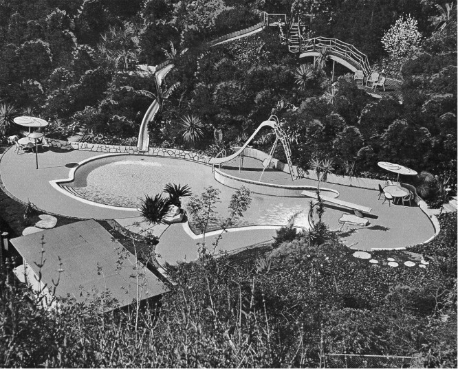Bird-eye view of first pool Wayne Steimle built in 1952