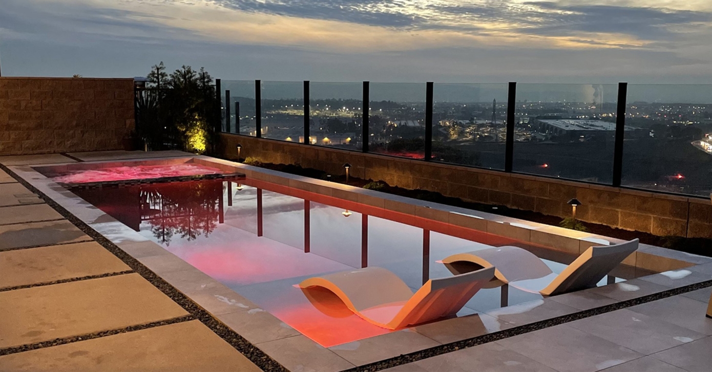 Beautiful pool overlooking the view of the city