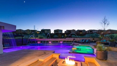 Illuminated pool and outdoor fire feature Photo
