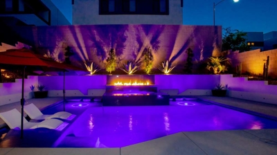 Custom lighting and outdoor fire feature Photo