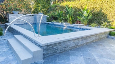 Custom spa with unique railing design Photo