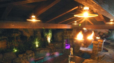 Whimsical island-themed outdoor culinary and bar experience. Photo