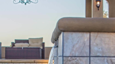 Small waterfall flowing into pool. Photo