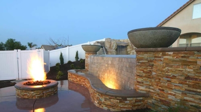 Fire pit in a gorgeous outdoor landscape. Photo