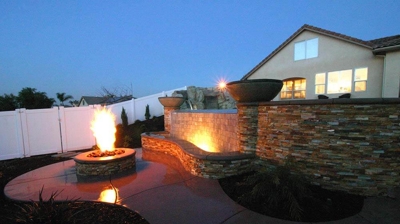 Fire pit in a gorgeous outdoor landscape. Photo
