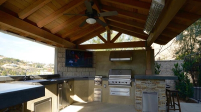 Outdoor Kitchen Under Cabana Photo