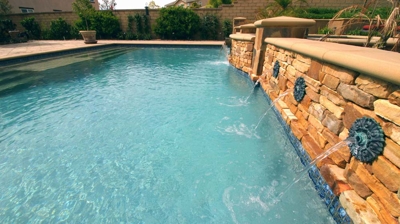 Custom water fountain scuppers detail Photo