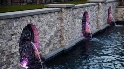 Unique water features with custom illumination Photo