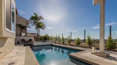 Pool Area with Palm Trees Photo