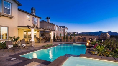 Pool and Spa at Night Photo