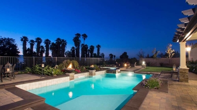 Pool with Lights at Night Photo