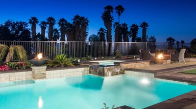 Pool with Fire Pits Photo