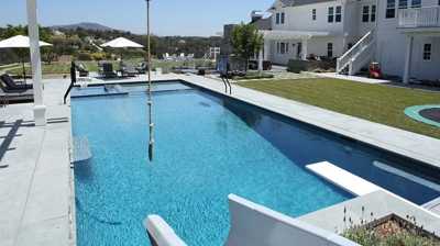 View from waterslide overlooking pool Photo