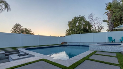 Backyard pool and custom yard design Photo