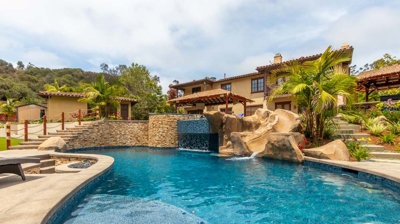 View over custom freeform pool Photo