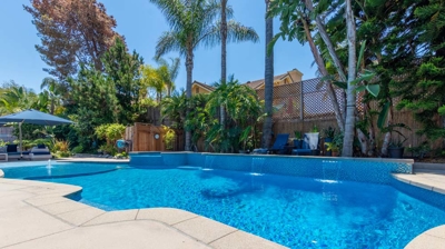 View of pool from patio Photo