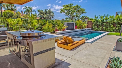 Patio section of outdoor backyard Photo