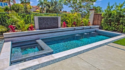 Rectangle pool with fountain Photo