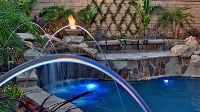 Waterfall jet stream arcs Photo