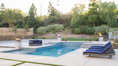 Beautiful backyard with pool and spa Photo