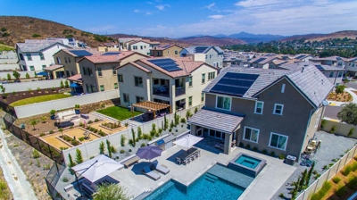 Tranquil suburban setting showcasing a rectangular pool Photo