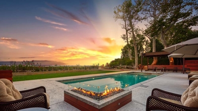 A sunset view from a fire pit Photo