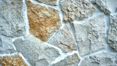Up close view of a stone retaining wall Photo