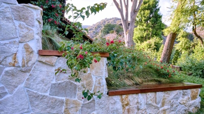 A stone retaining wall Photo