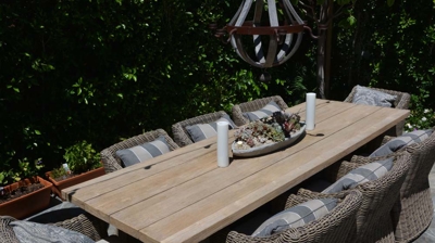 An outdoor patio dining table Photo