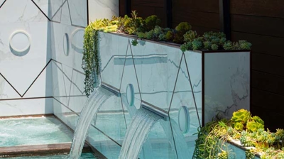 Pool waterfall feature Photo