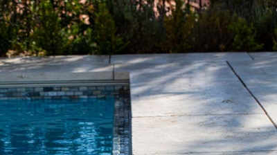 Pool edge with pool cover removed Photo