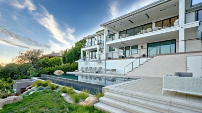 Modern home with backyard pool Photo