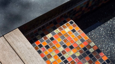 Shimmering waters in a glittering tile oasis Photo