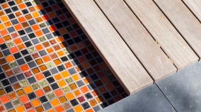 Captivating tile mosaic accentuating the poolside Photo