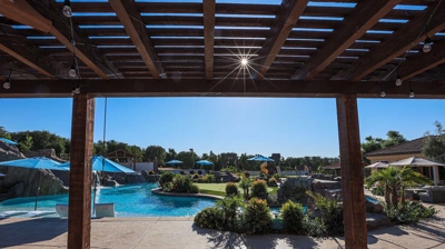 Tranquil poolside scene Photo
