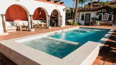 outdoor pool with elegant architecture Photo