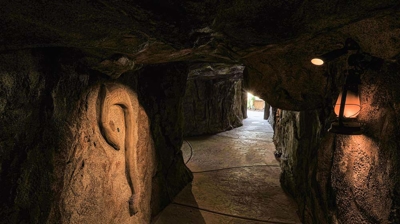 A breathtaking grotto, boasting fossil-studded walls, constructed in the backyard. Photo