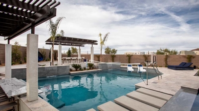 Tranquil poolside scene Photo