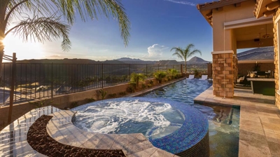 Infinity edge spa looking back at pool Photo