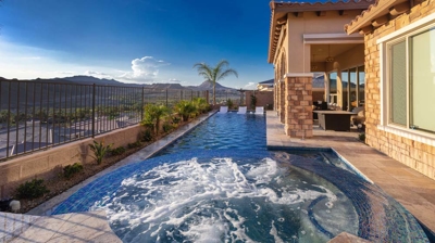 Infinity edge spa looking back at pool Photo