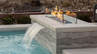 Pool with cascade and fire feature Photo