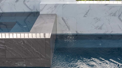 Stone infinity edge spa detail Photo