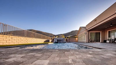 Backyard patio pool area Photo