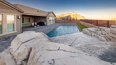View of pool from waterfall Photo