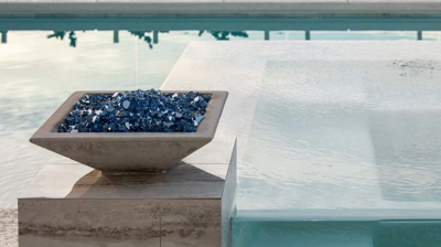 Fire bowl feature with spa Photo