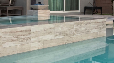 Masonry detail of custom spa Photo