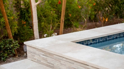 Pool edge masonry work Photo