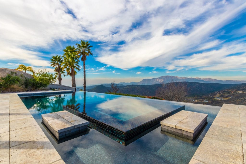 Infinity pool with mountain view